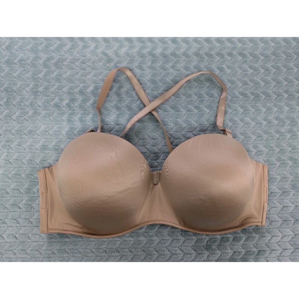 Cacique Multi Way Strapless Bra 40DD Underwire Full Coverage Nude